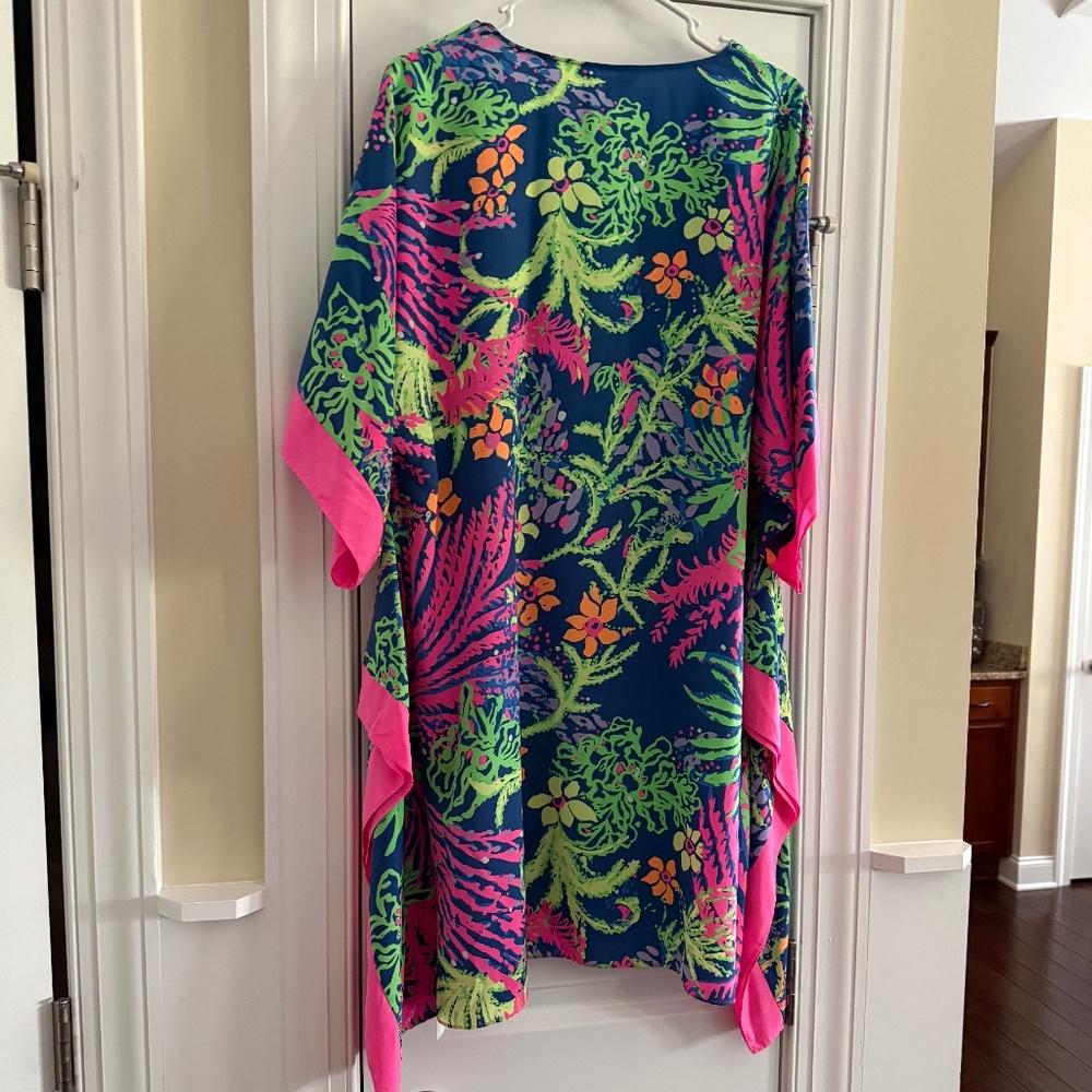 NWT Lilly Pulitzer Julie Silk Caftan Indigo All A Glow Size L/XL - Picture 4 of 5